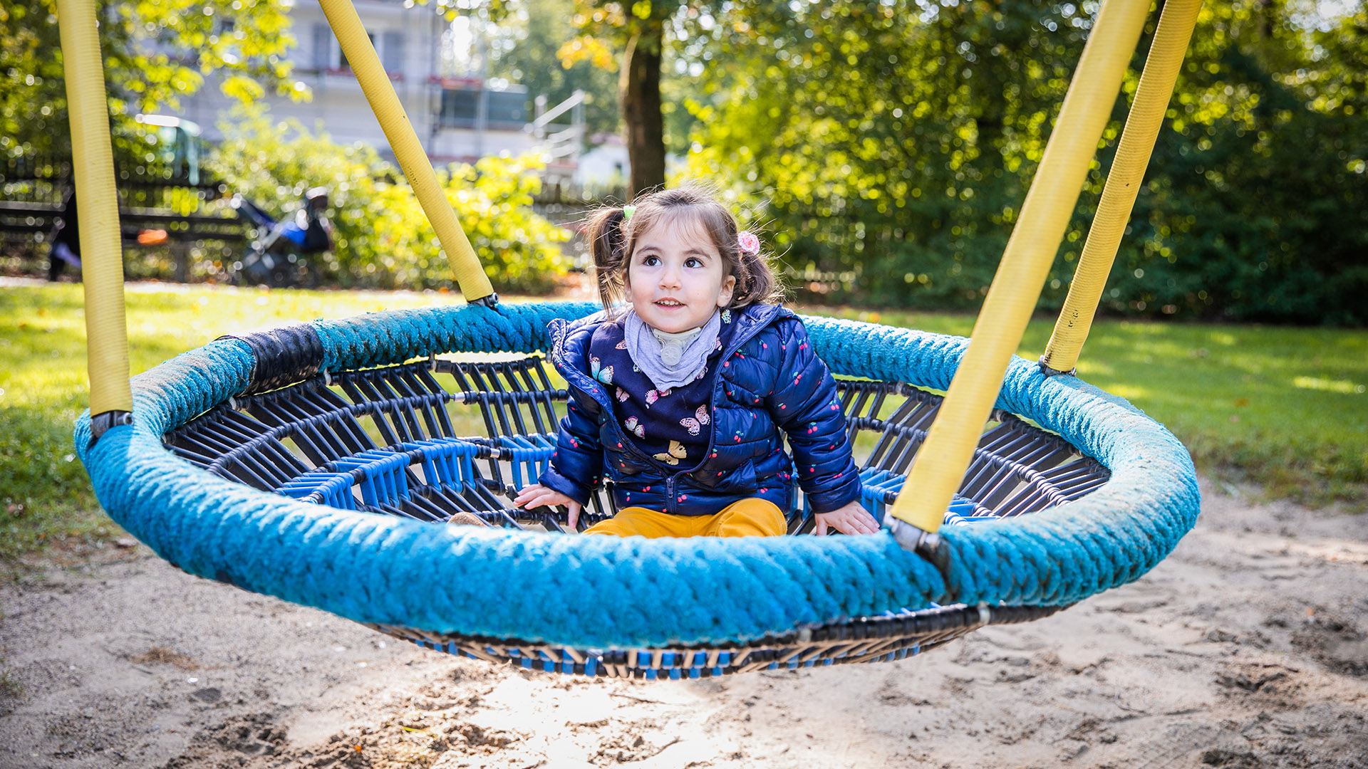 Pediatric tracheostomy child in a swing