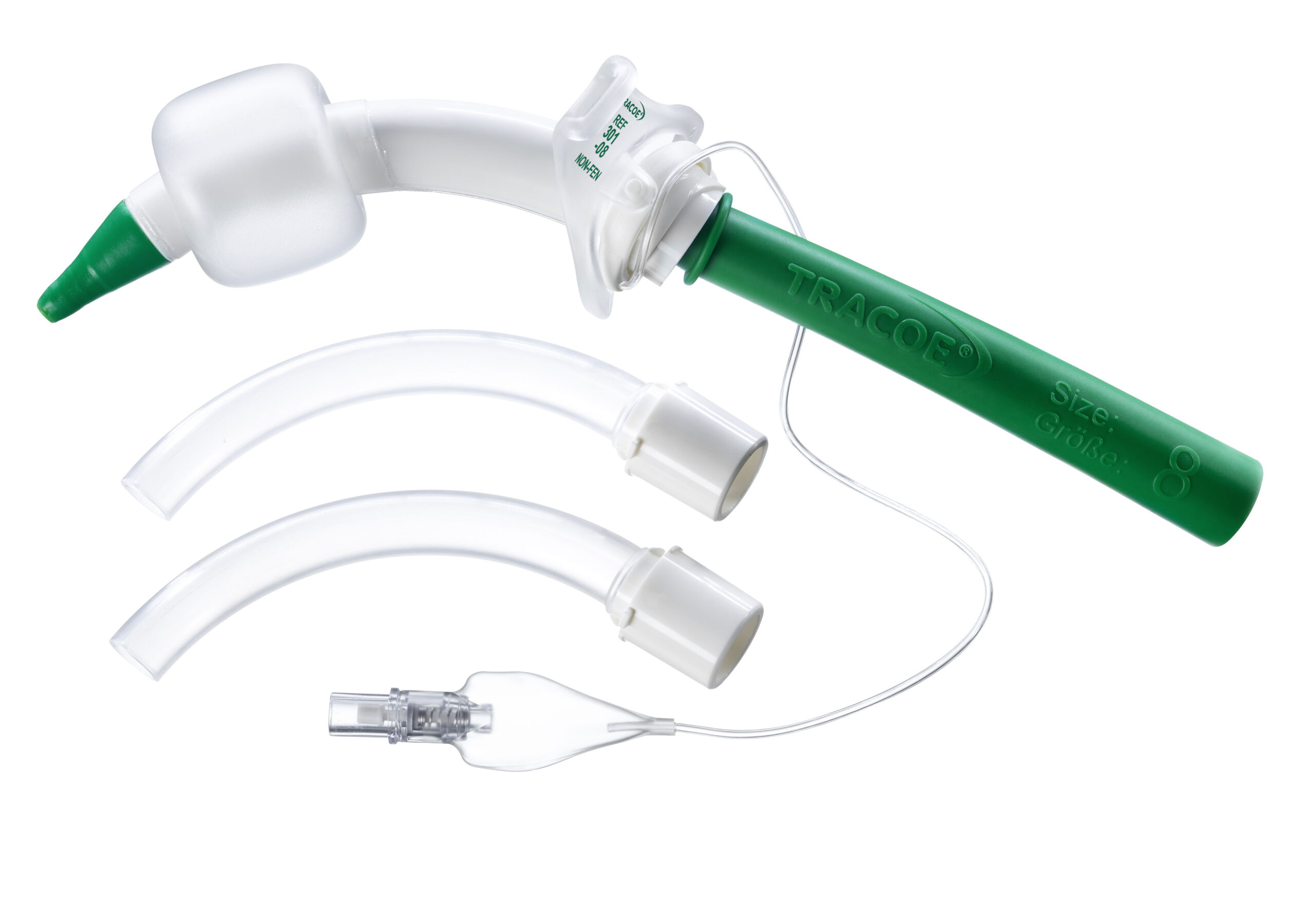 Dilation set + tracheostomy tube with low-pressure cuff and minimally traumatic inserter