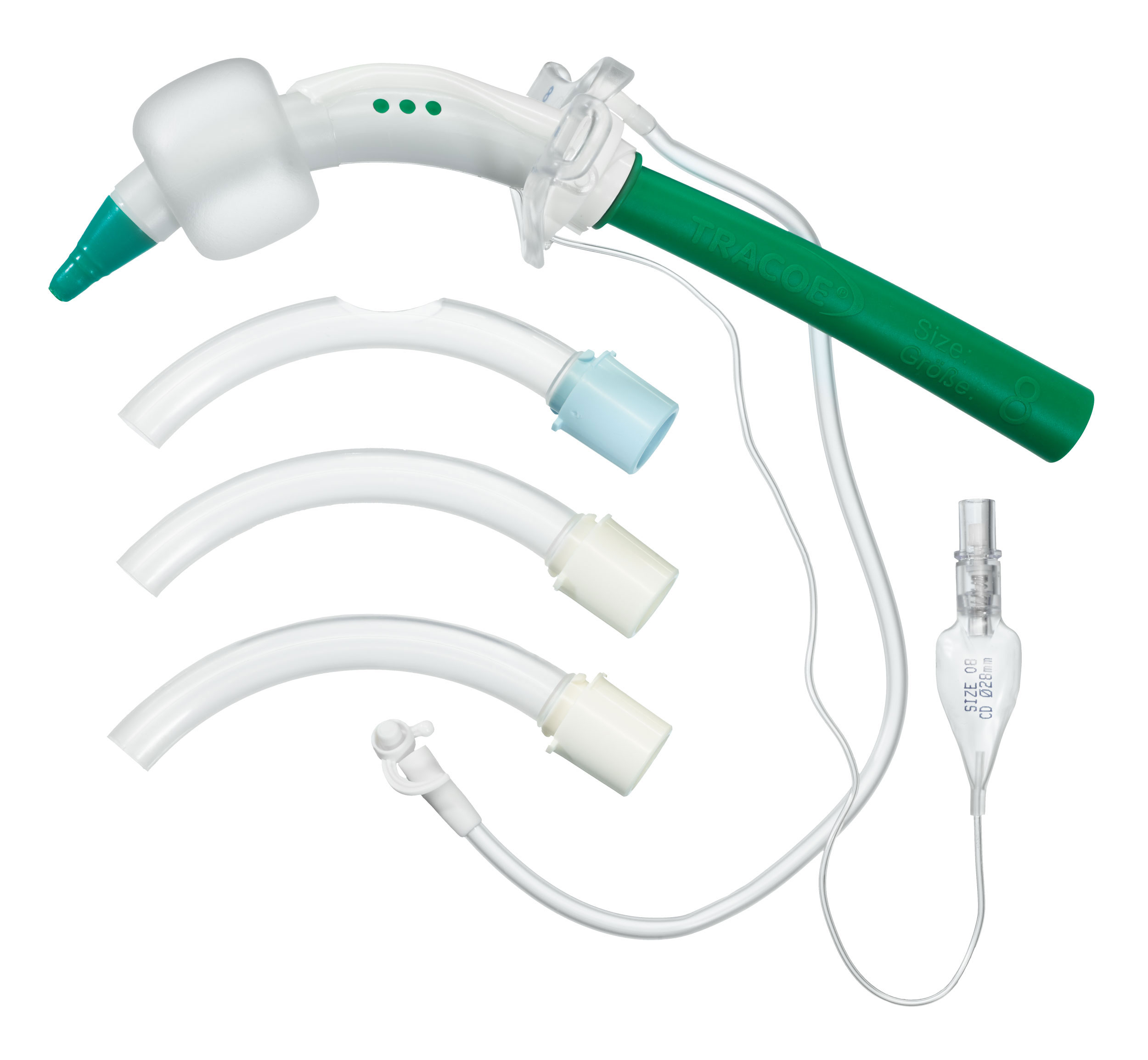 Dilation set + tracheostomy tube with low-pressure cuff, fenestration, subglottic suction and minimally traumatic inserter
